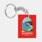 Algarve Portugal Retro Travel Art  Sleutelhanger (Voorkant Links)