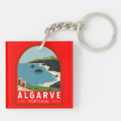 Algarve Portugal Retro Travel Art  Sleutelhanger (Achterkant)