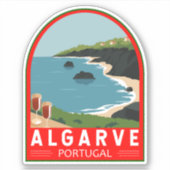 Algarve Portugal Retro Travel Art Sticker (Voorkant)