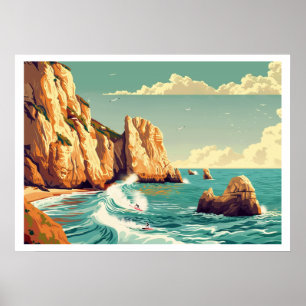 Algarve, Portugal Surfen Vintage Poster