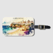 Algarve Portugal Waterverf Reizen Bagagelabel (Voorkant (horizontaal))