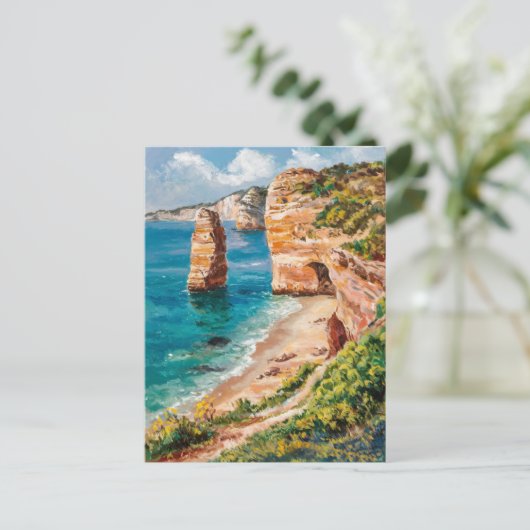 Algarve Portugal Waterverf Schilderij Reizen Briefkaart (Staand voorkant)