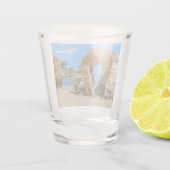 Algarve Strand en rotsen in Portugal Souvenir Shot Glas (Achterkant)