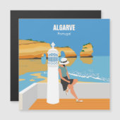 Algarve strand meisje reis vintage stijl (Voorkant / Achterkant)