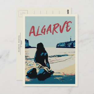 Algarve strand scenery illustration Portugal Postc Briefkaart