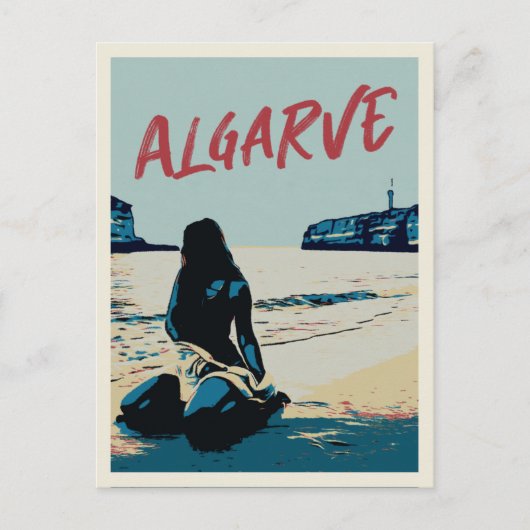 Algarve strand scenery illustration Portugal Postc Briefkaart (Voorkant)