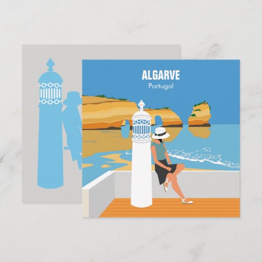 Algarve strandmeisje op  kaart (Voorkant / Achterkant)