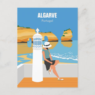 Algarve strandmeisje op manier briefkaart