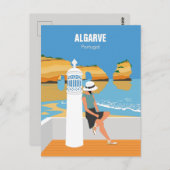 Algarve strandmeisje op  manier briefkaart (Voorkant / Achterkant)