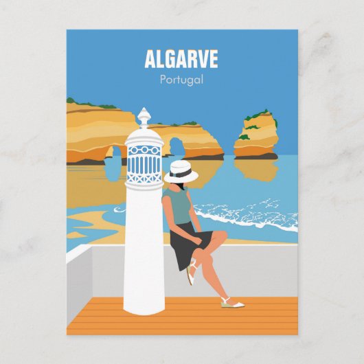Algarve strandmeisje op  manier briefkaart (Voorkant)