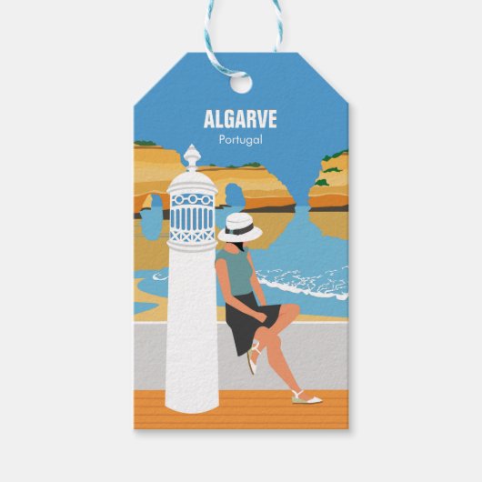 Algarve strandmeisje op  manier cadeaulabel (Voorkant)