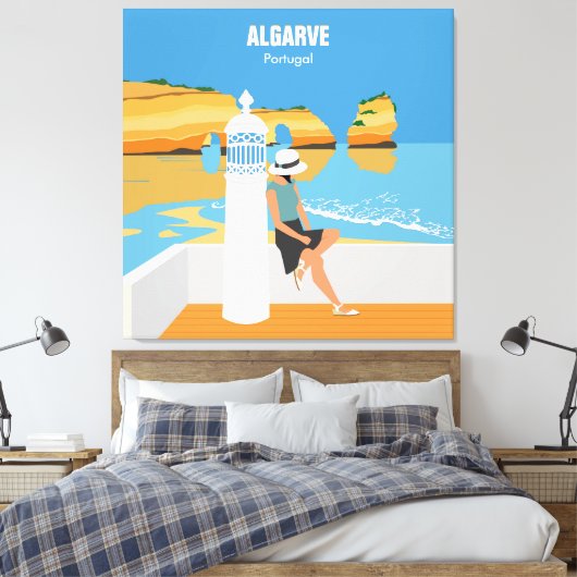 Algarve strandmeisje op  manier canvas afdruk (Insitu (Slaapkamer))