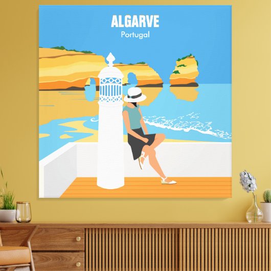 Algarve strandmeisje op  manier canvas afdruk (Insitu (Woonkamer))
