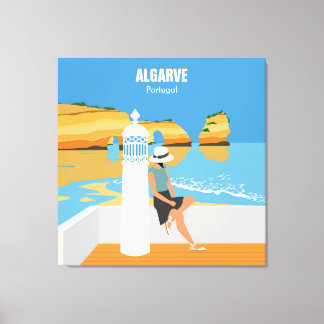 Algarve strandmeisje op manier canvas afdruk