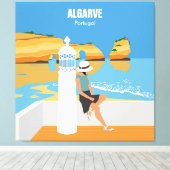 Algarve strandmeisje op  manier canvas afdruk (Insitu (Houten vloer))