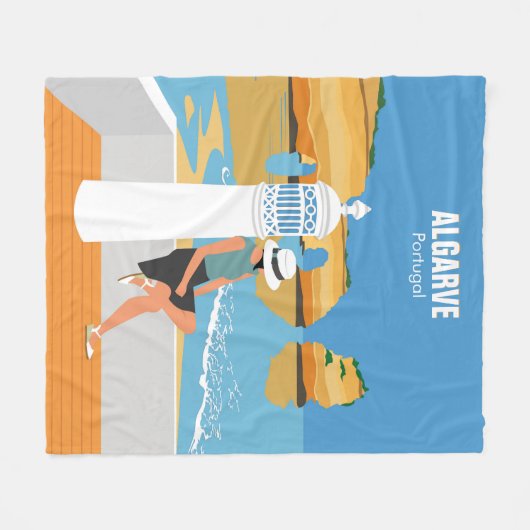 Algarve strandmeisje op  manier fleece deken (Voorkant (Horizontaal))