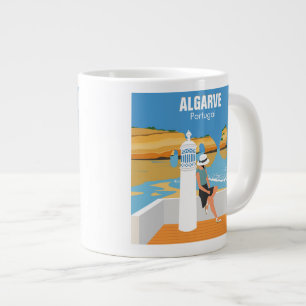 Algarve strandmeisje op  manier grote koffiekop