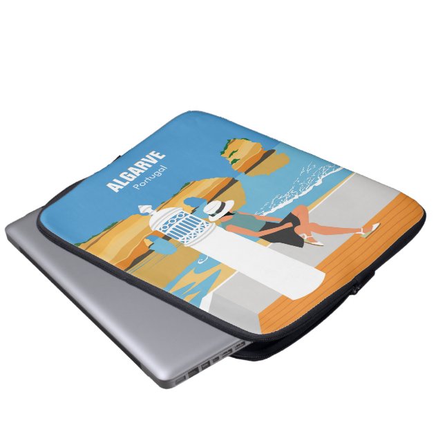 Algarve strandmeisje op  manier laptop sleeve (Voorkant onderkant)