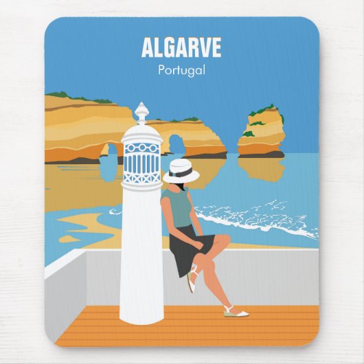 Algarve strandmeisje op  manier muismat (Voorkant)