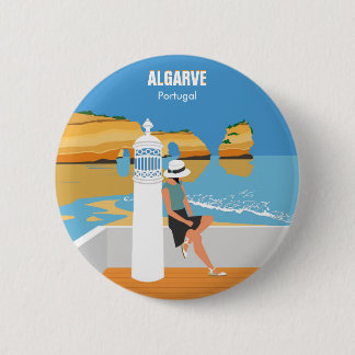 Algarve strandmeisje op  manier ronde button 5,7 cm