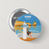 Algarve strandmeisje op  manier ronde button 5,7 cm (Voorkant /achterkant)