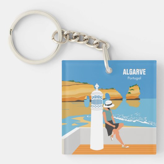 Algarve strandmeisje op  manier sleutelhanger (voorkant)
