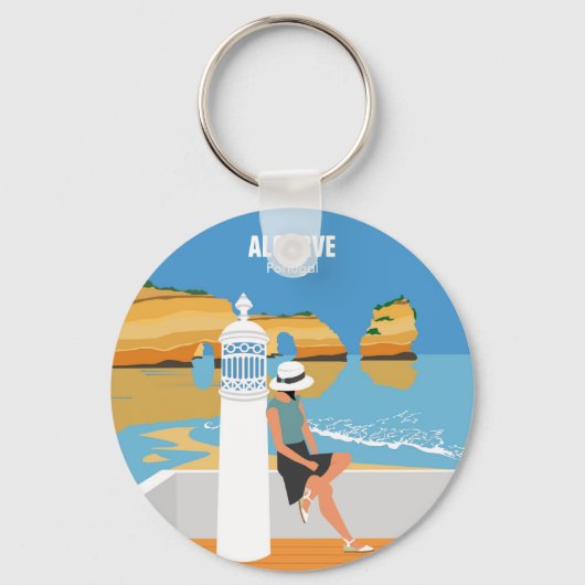 Algarve strandmeisje op  manier sleutelhanger (Voorkant)