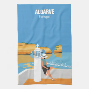 Algarve strandmeisje op manier theedoek