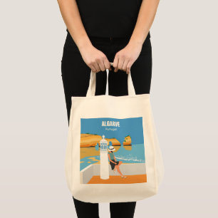 Algarve strandmeisje op manier tote bag