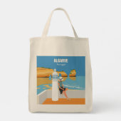 Algarve strandmeisje op manier tote bag (Achterkant)
