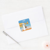 Algarve strandmeisje op  manier vierkante sticker (Envelop)