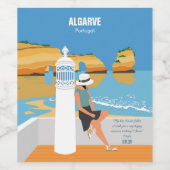 Algarve strandmeisje op  manier wijn etiket (Enkel label)
