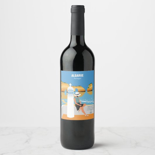 Algarve strandmeisje op  manier wijn etiket (Voorkant)