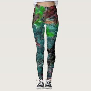 Algas ou corais do mar com efeito onda leggings