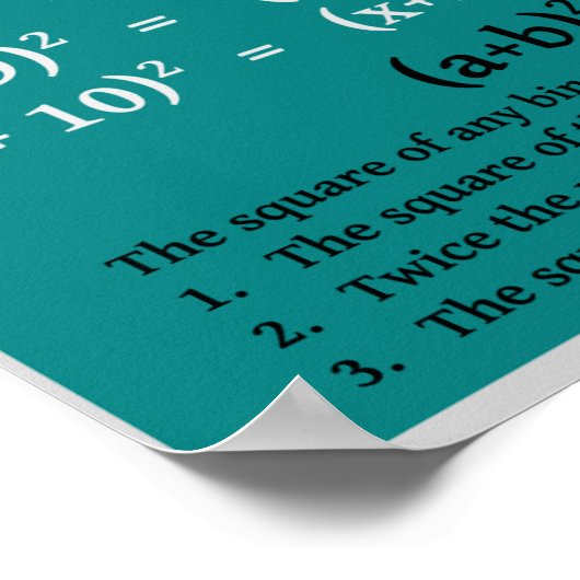 Algebra: Binomial Perfect Square Trinomial Poster (Hoek)