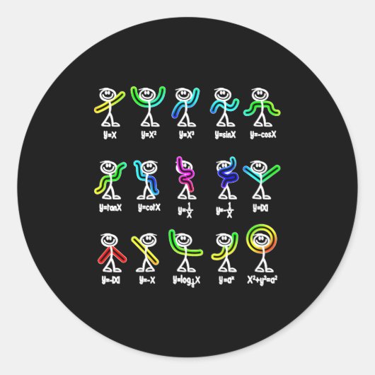 Algebra Dance Funny Graph Figures Math  Ronde Sticker (Voorkant)