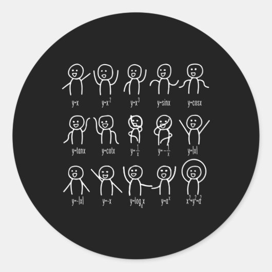 Algebra Dance Graph Figures Wiskunde vergelijking Ronde Sticker (Voorkant)