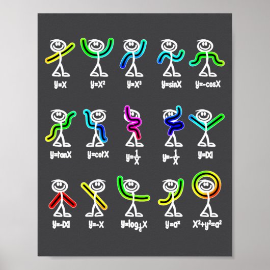 Algebra-dans grappige grafiek figuren wiskunde poster (Voorkant)