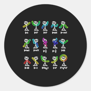 Algebra-dans grappige grafiek figuren wiskunde  ronde sticker