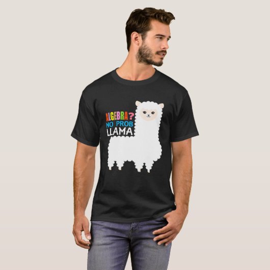 Algebra Llama Alpaca Wiskunde Teacher No Prob Llam T-shirt (Voorkant volledig)
