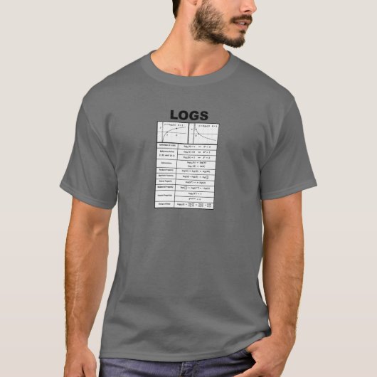 Algebra LOGS en Logaritmische Prop voor educatieve T-shirt (Voorkant)