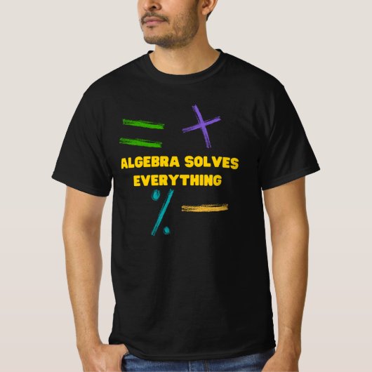 Algebra lost alles wiskunde op t-shirt (Voorkant)