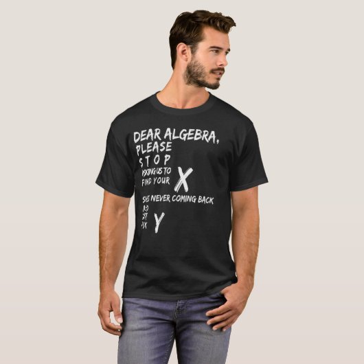 ALGEBRA, MATH TEE, X AND Y, SCHOOL, NERD T-SHIRT (Voorkant volledig)