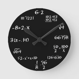 Algebra Wall Clock - BLACK Ronde Klok