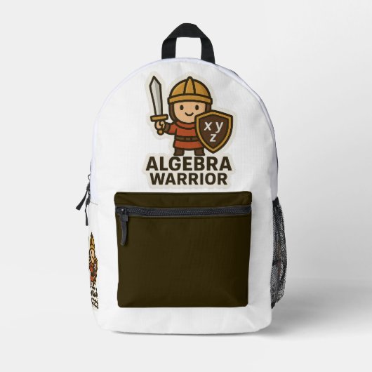 Algebra Warrior Sticker - Schattigee Wiskunde Hero Bedrukte Rugzak (Voorkant)