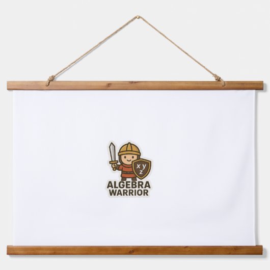 Algebra Warrior Sticker - Schattigee Wiskunde Hero Hangend Wandkleed (Voorkant)