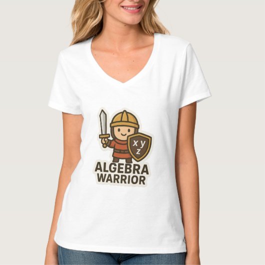 Algebra Warrior Sticker - Schattigee Wiskunde Hero T-shirt (Voorkant)