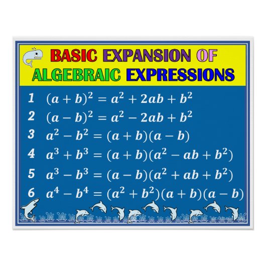 Algebra Wiskunde Klaslokaal Poster - Blue Ocean (Voorkant)