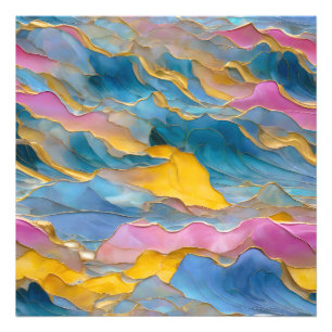 "Algeciras" Blauwe Roze Zandgolven Foto Afdruk