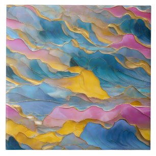 “Algeciras” Blauwe Roze Zandgolven Tegeltje